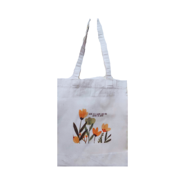 Canvas Tote Bag - Flowers Print