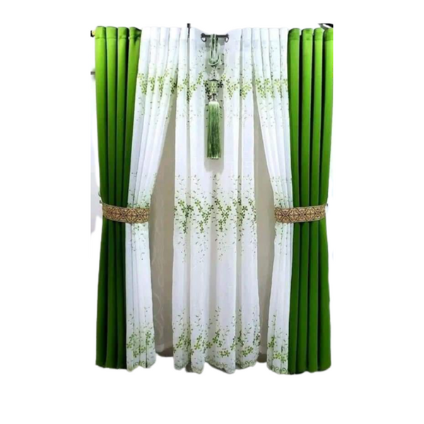 2 Plain Katrina Curtain 3 Embroidery - 6ft