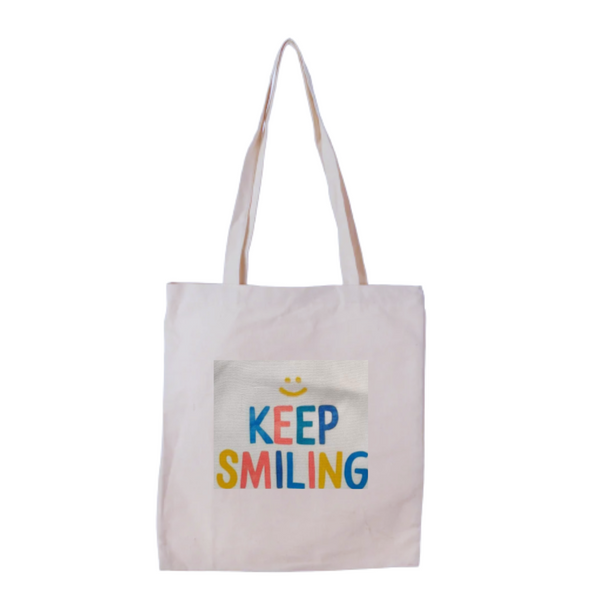 Canvas Tote Bag - Keep Smiling Print