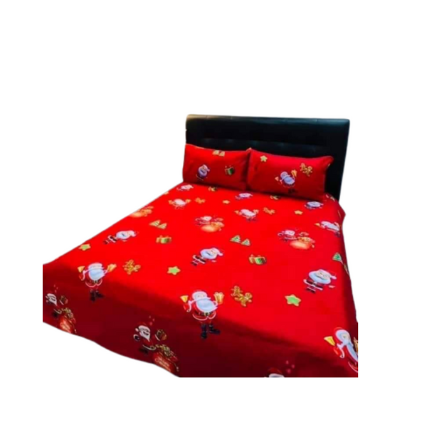 Bed Sheet for Single Bed - Santa Red