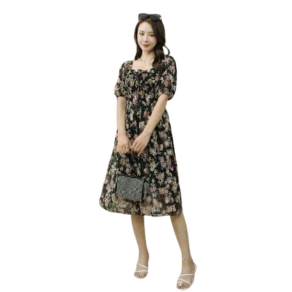 Dress Floral - Black