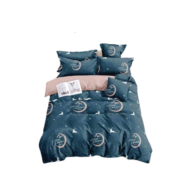 Bed Sheet for Single Bed - Xmas Blue