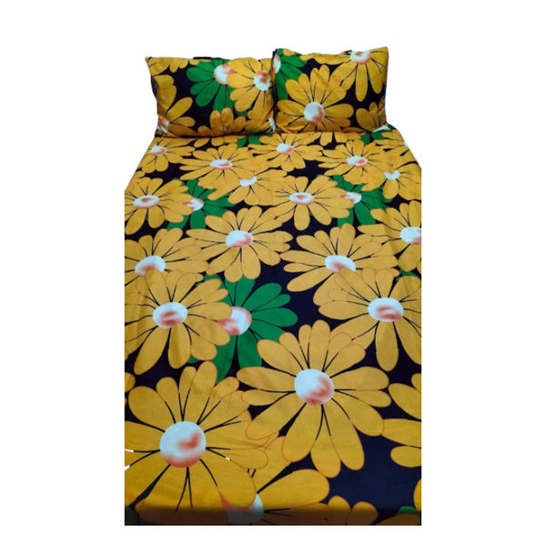 Bedsheet Single with 2 Pillow Case - Yellow Flowers Design