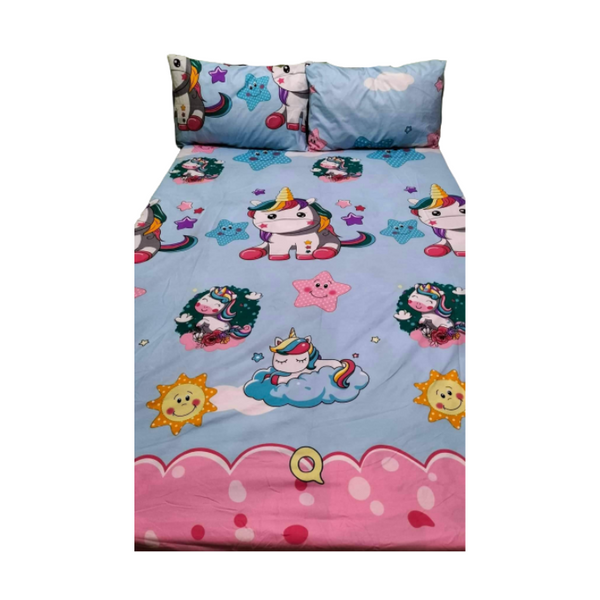 Bedsheet Single with 2 Pillow Case - Unicorn Design