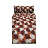 Bedsheet Single with 2 Pillow Case - Brown Leaves Design