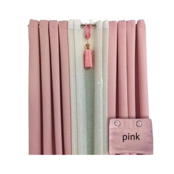 3 in 1 Blackout Curtain - Pink