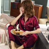 Terno Silk Pajama Short Sleeves - Red