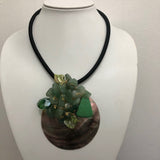 Necklace Shell with Stones - Green