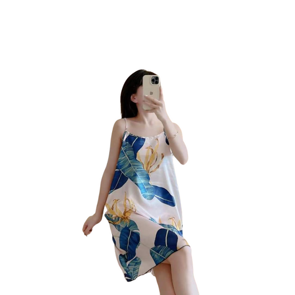 SILK Printed Spaghetti Dress D3