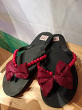 Customized Slippers with Ribbon - Black and Red