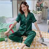 Terno Silk Pajama Short Sleeves - Green