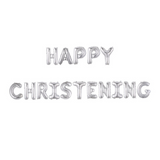 Happy Christening Foil Letter Balloons -Silver