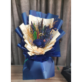 Dried Bouquet Flowers with Blue Rose