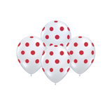 Balloons White and Red Polka Dots (25pcs)