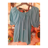 Challis Blouse Blue Green