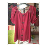 Challis Blouse with Buttons Maroon