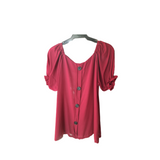 Challis Blouse with Buttons Maroon