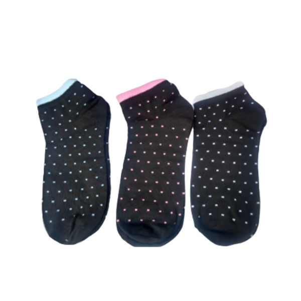 Socks - 3pcs - Black with Polkadots