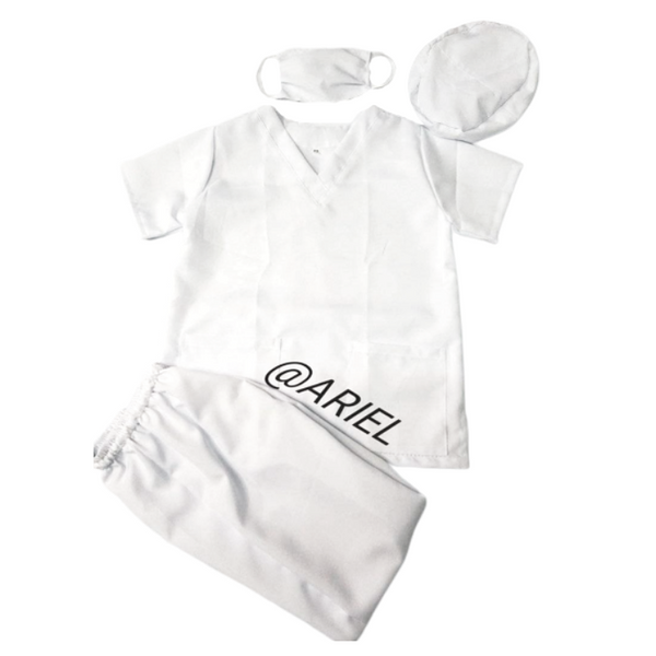 Scrub Suit Polyester Plain White - XS