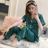 Terno Silk Pajama Short Sleeves - Green