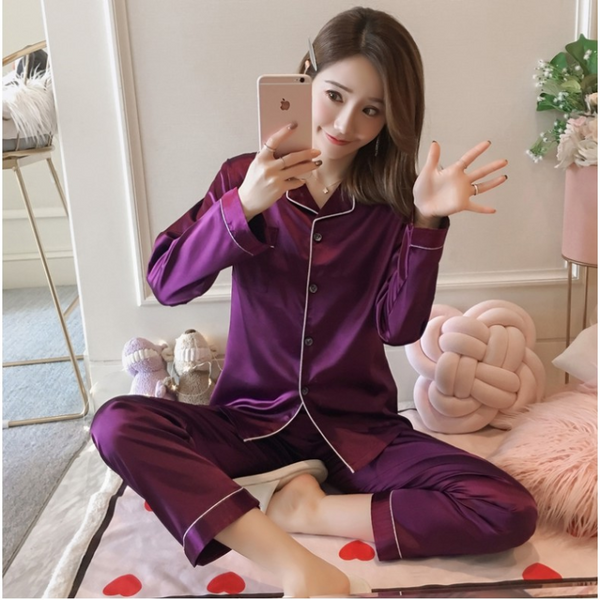 Terno Silk Pajama Long Sleeves - Violet