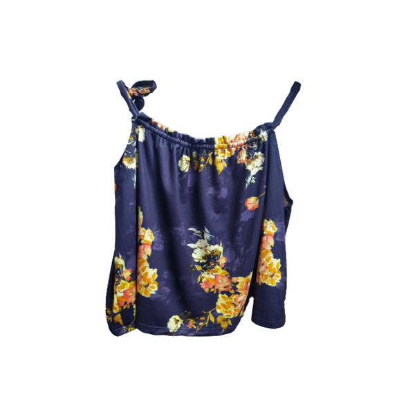 Crop Top - Floral Navy Blue