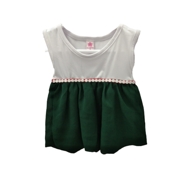 Dress for Kids - Medium - White and Green