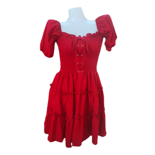 Smocking Dress - Red